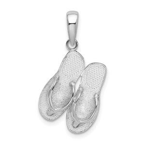 925 Sterling Silver Rhodium-plated Hilton Head Island Flip Flop Travel Pendant